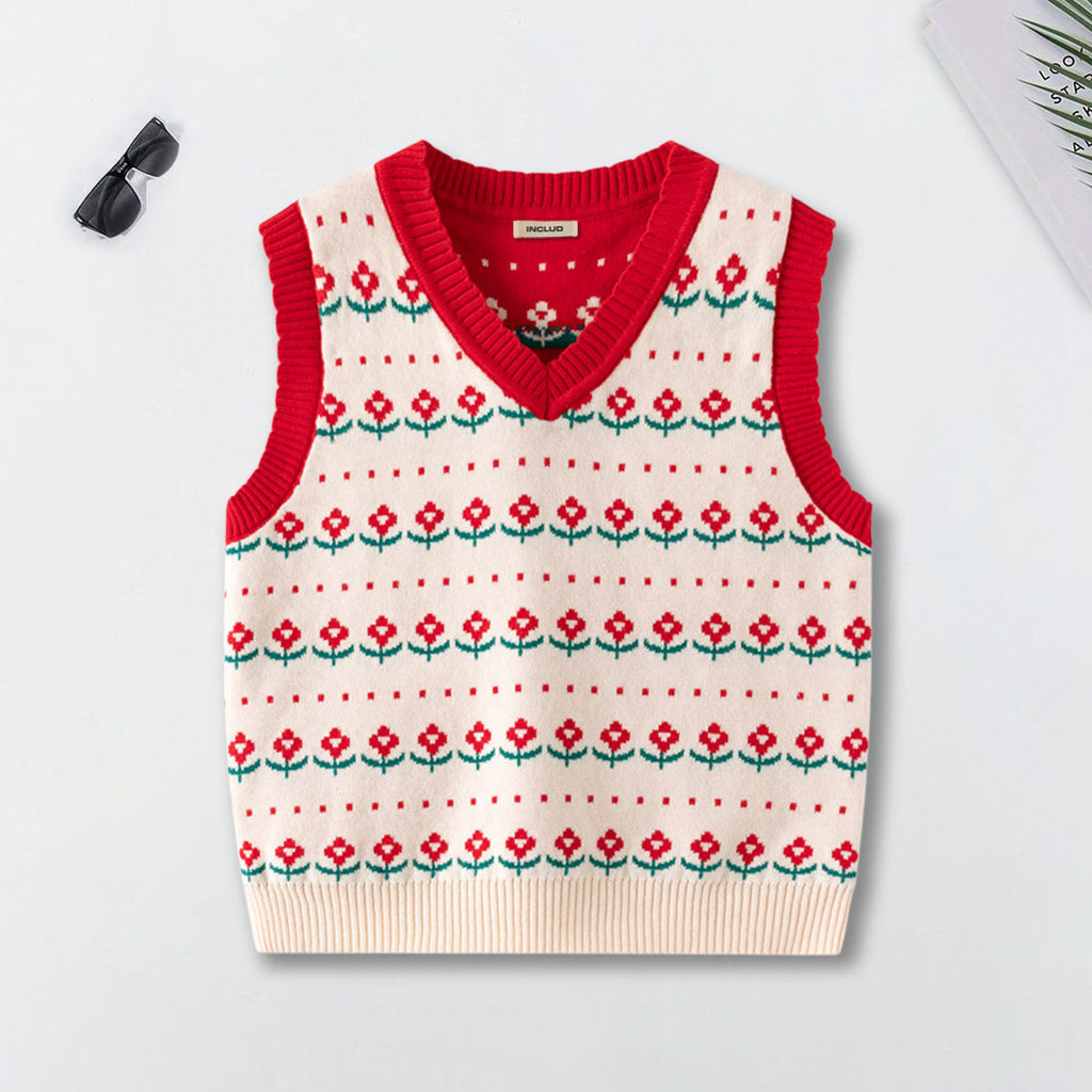 Boys Apricot Self-Design Jacquard Sweater Vest Sweaters & Cardigans Apricot 2-3 Y