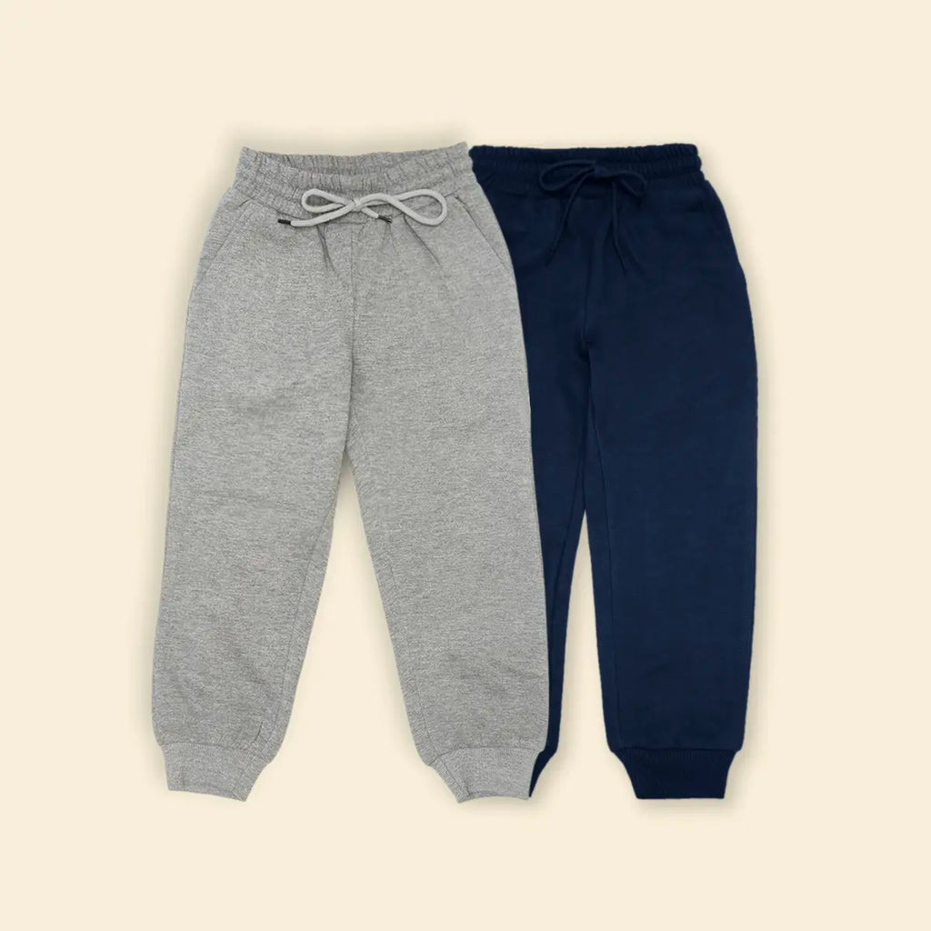 Boys Multicolor Joggers With Elasticated Drawstring Waistband Pack of 2 Trackpants & Joggers Multicolor 1-2 Y