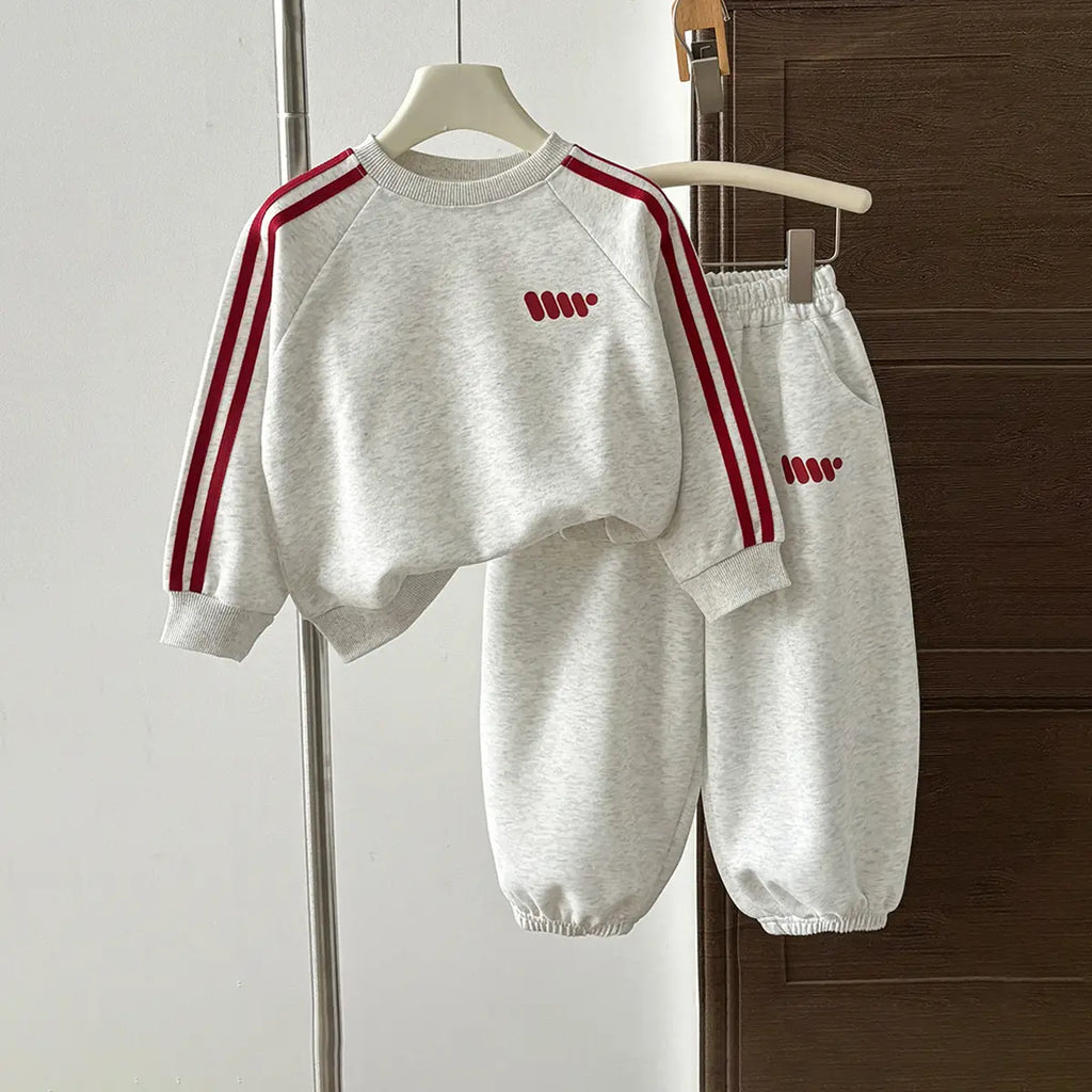 Girls Light Grey Graphics Printed Sweatshirt With Jogger Sets Sets Light Grey 1-2 Y