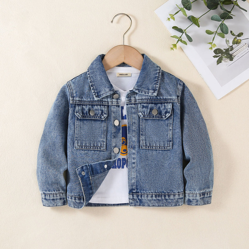 Boys Blue Light Wash Long Sleeve Denim Jacket Coats & Jackets Blue 3-4 Y