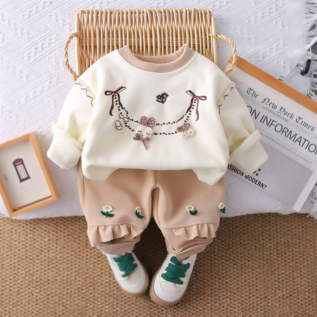 Girls Off White Embroidered Sweatshirt with Joggers Set Sets Off White 1-2 Y