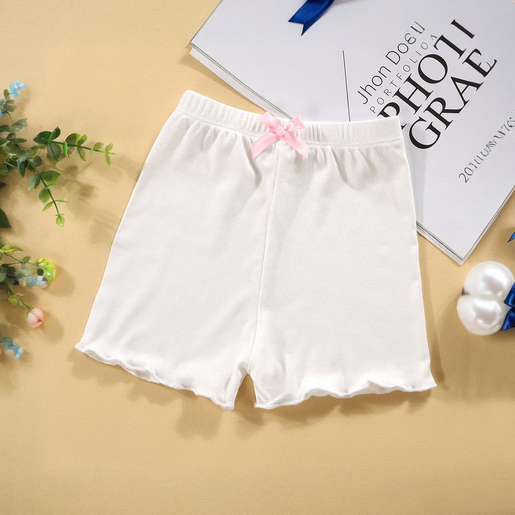 Girls Elasticated Shorts With Bow Shorts White 1-2 Y 