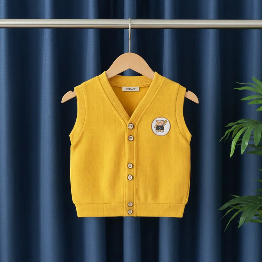 Boys Yellow Sleeveless Sweater Cardigan Sweaters & Cardigans Yellow 1-2 Y
