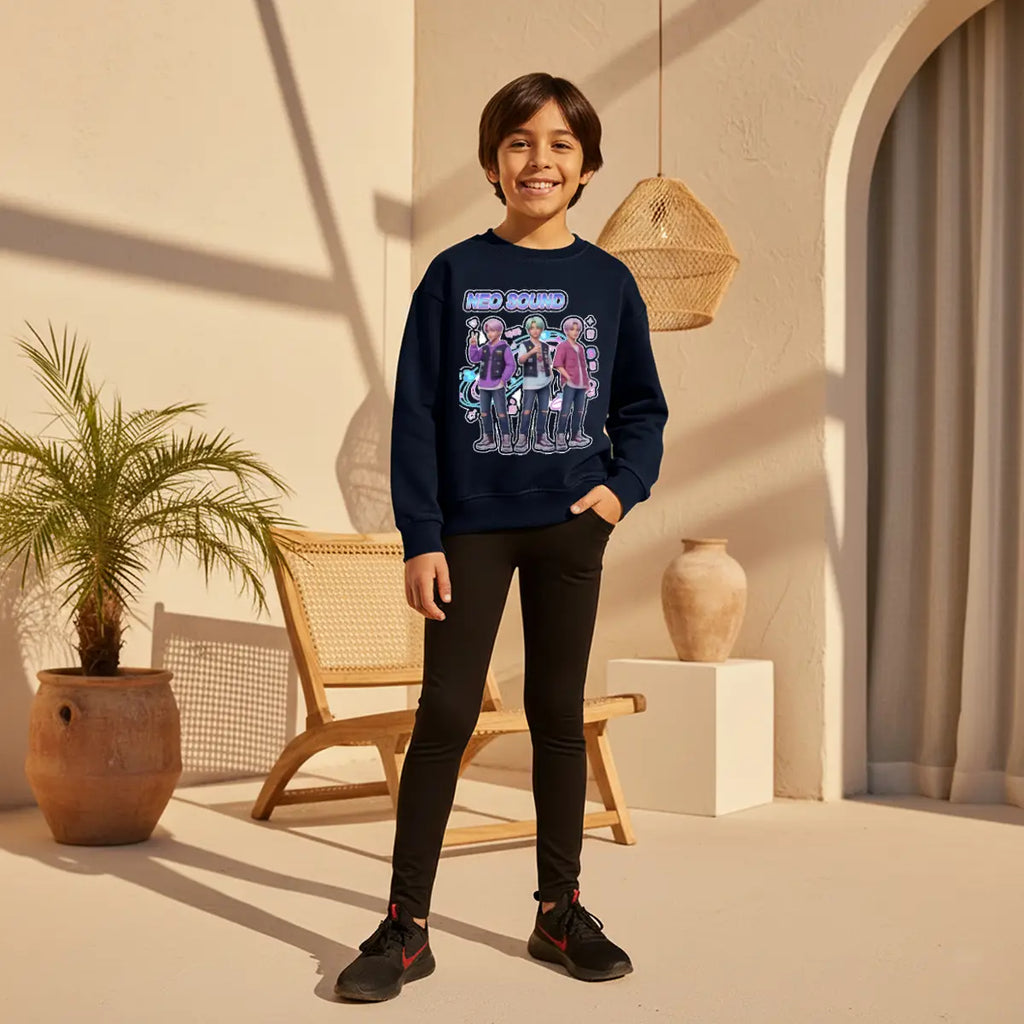 Boys Navy Blue Neo-Sound Graphics Crew Neck Sweatshirt Sweatshirts & Hoodies Navy Blue 1-2 Y