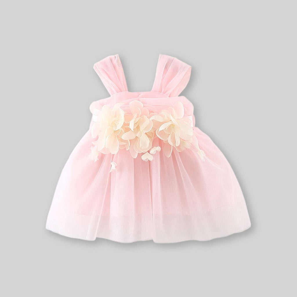 Girls Floral Applique Sleeveless Dress Casual Dresses Pink 1-2 Y 