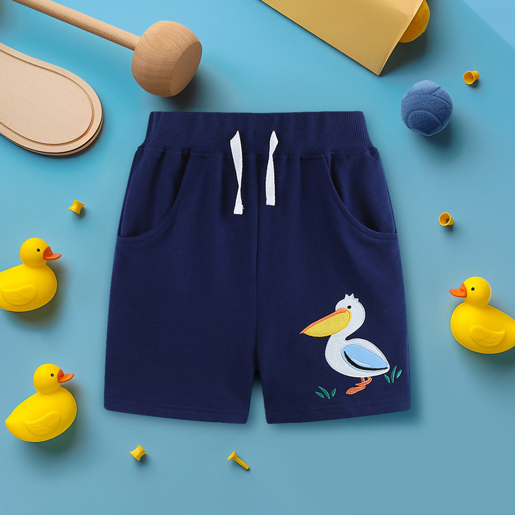 Boys Patch Applique Elasticated Shorts Shorts Navy Blue 1-2 Y 