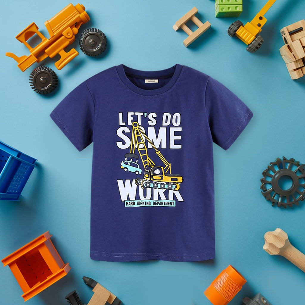 Boys Car Printed Short Sleeves T-Shirt Tshirts Blue 1-2 Y 