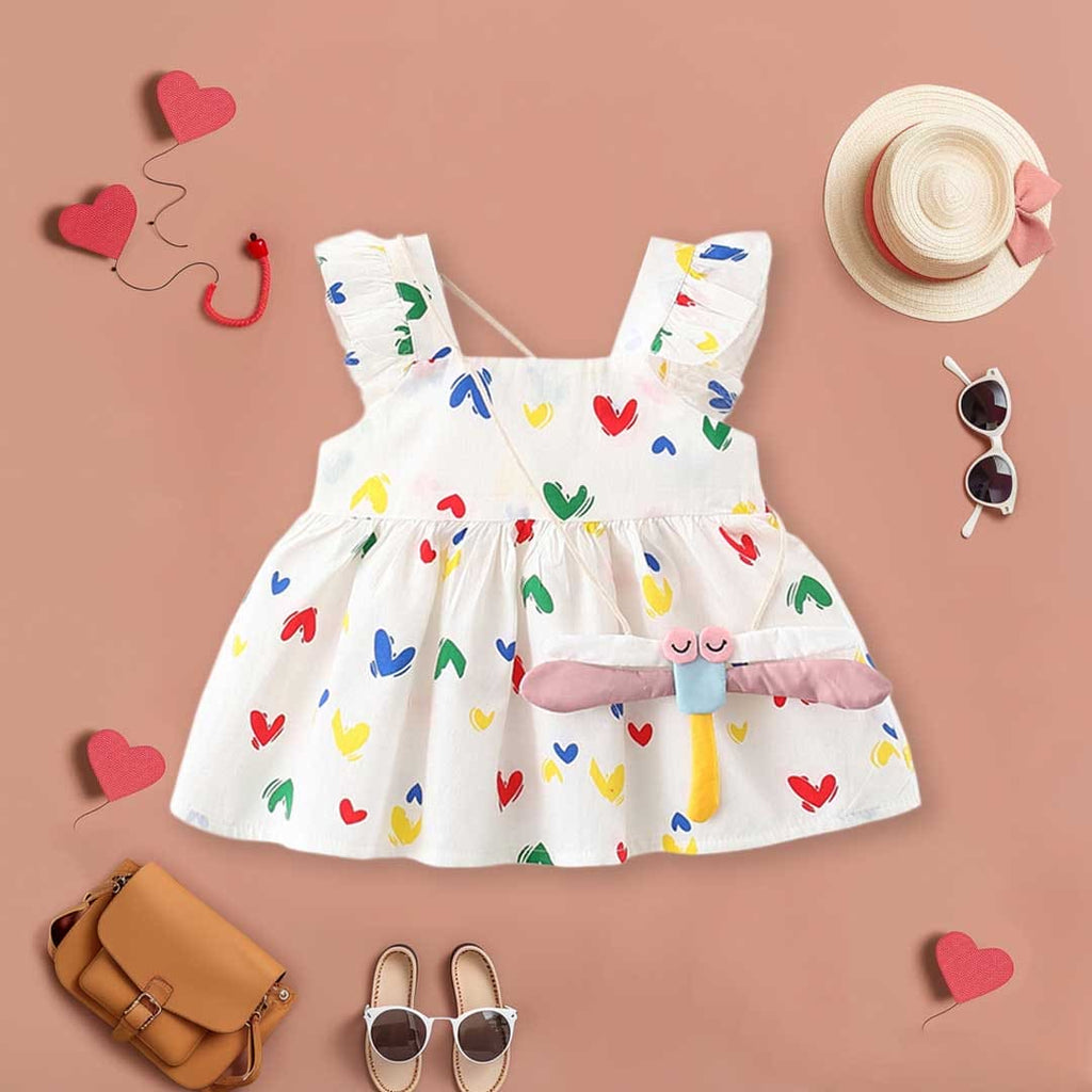 Girls Sleeveless Heart Print Top Tops White 1-2 Y 