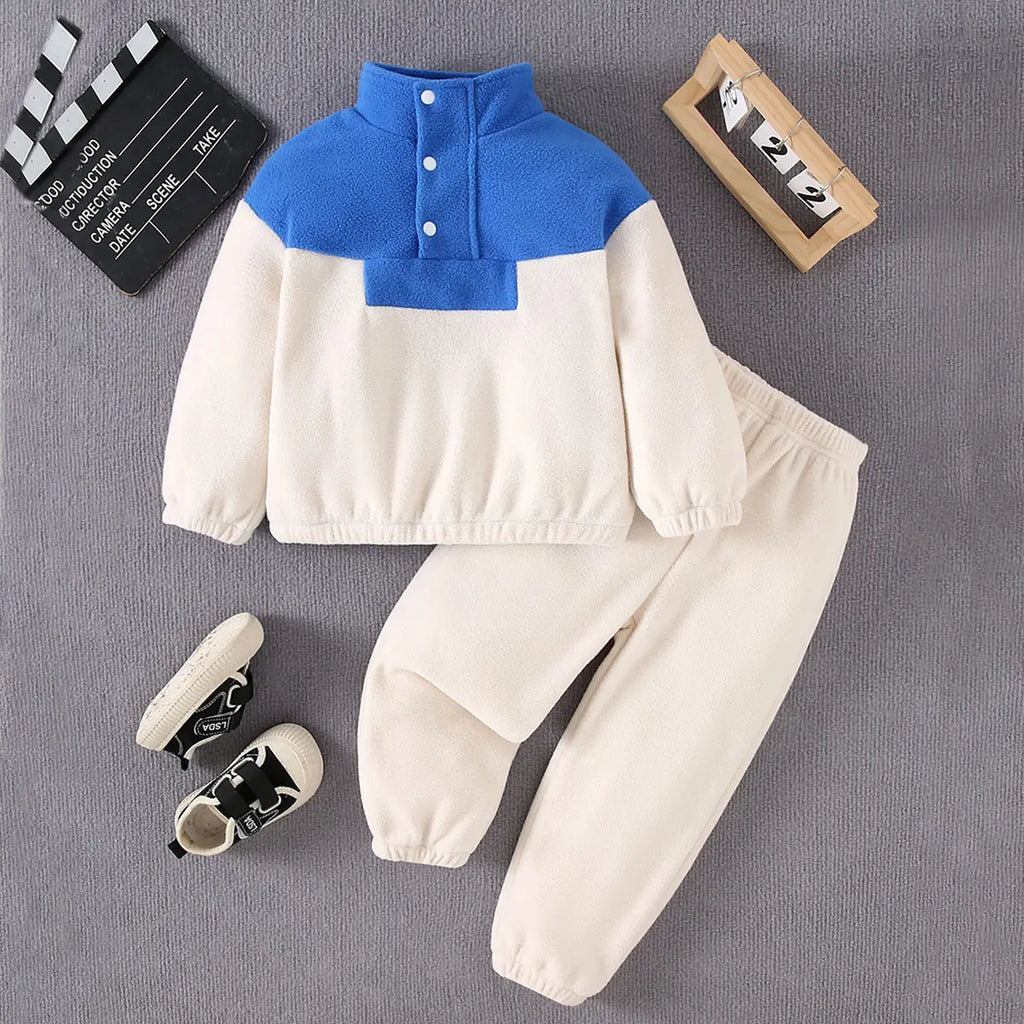Boys Off White Solid Sweatshirt With Jogger Sets 2 pc. Sets Off White 3-4 Y