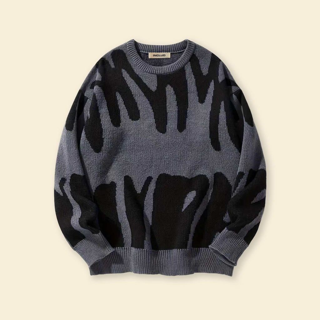 Boys Dark Grey with Abstract Print Full Sleeves Pullover Sweaters & Cardigans Grey 12-13 Y