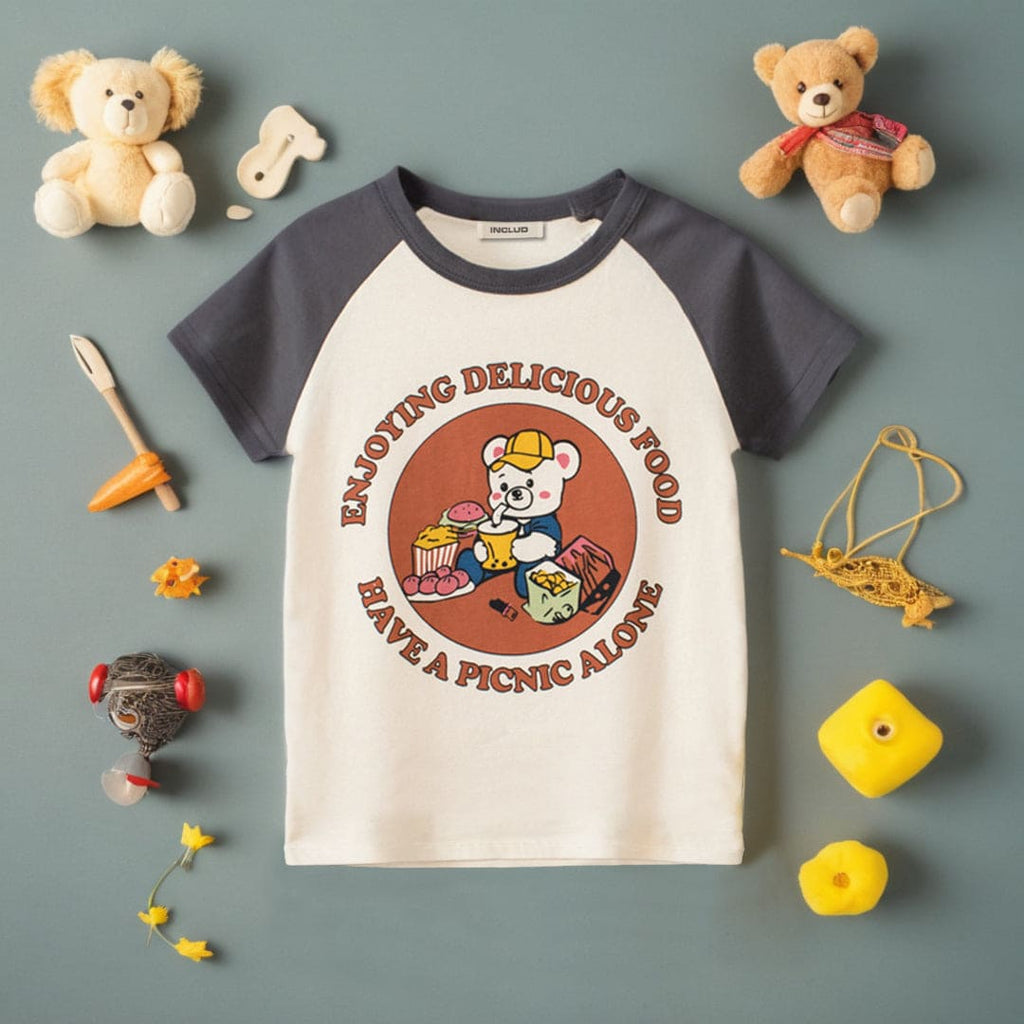 Boys Graphic Print Short Sleeves T-shirt Tshirts Gray 1-2 Y 