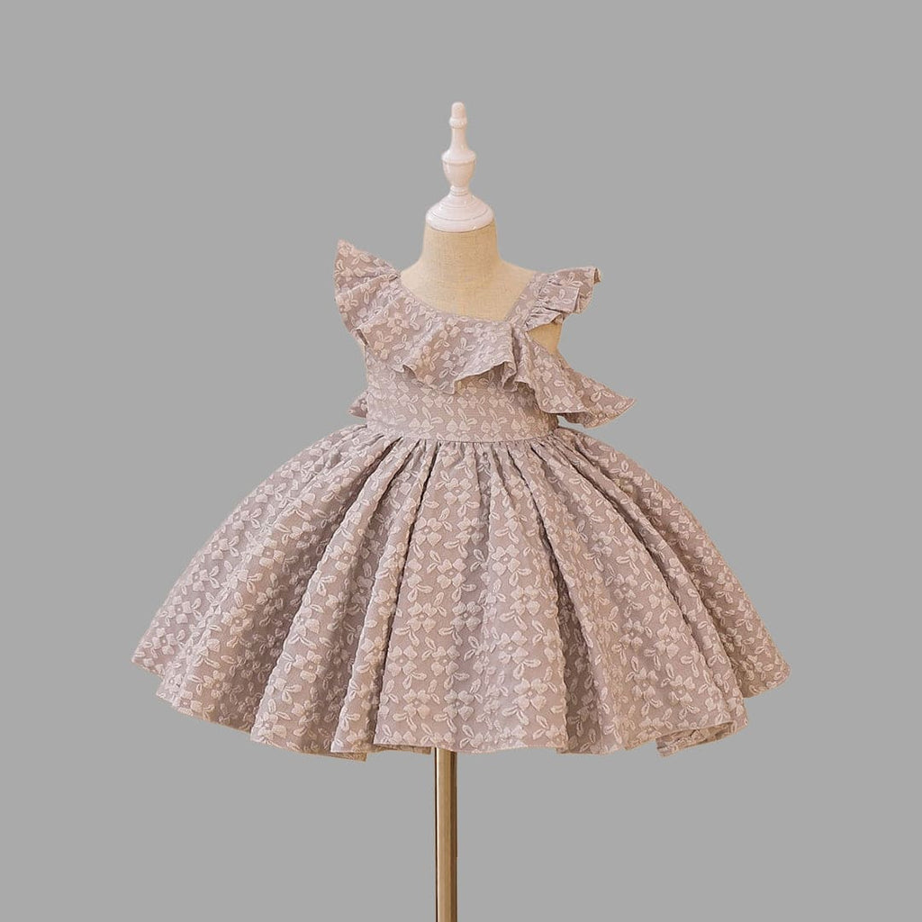 Girls Floral Textured Party Dress Party Dresses Gray 1-2 Y 