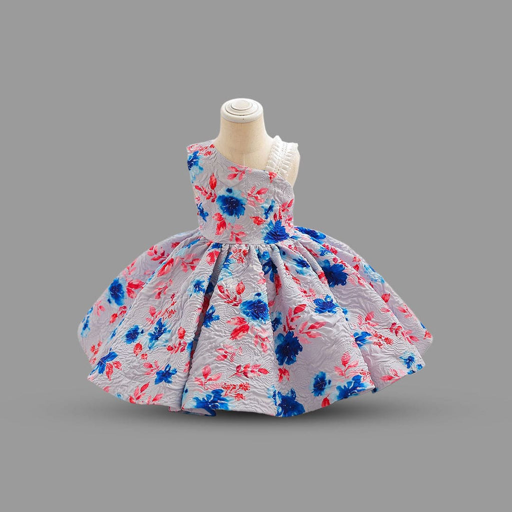 Girls Floral Print Sleeveless Party Dress Party Dresses Gray 7-8 Y 