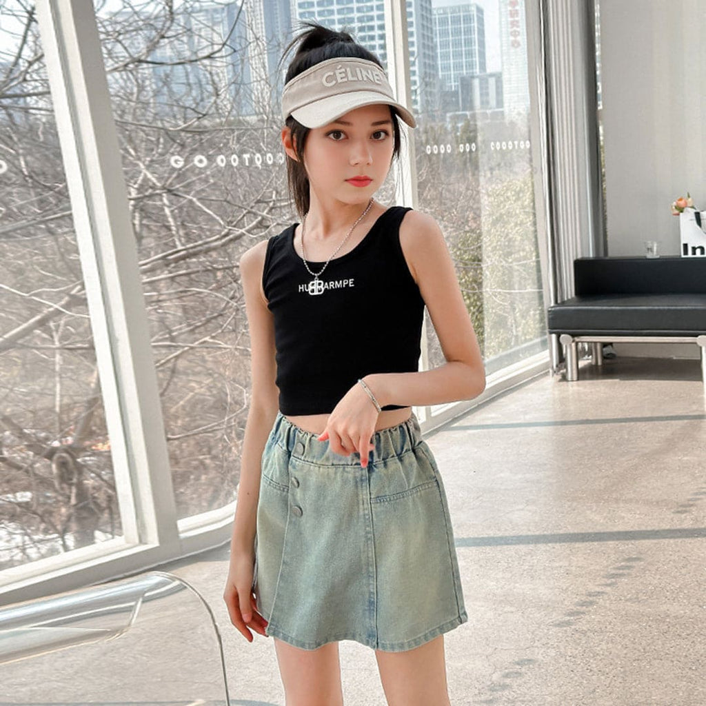 Girls Elasticated Denim Shorts Shorts Light Blue 6-7 Y 