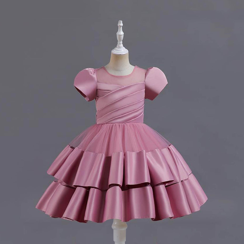 Girls Pleated Knee Length Party Dress Party Dresses Light Pink 2-3 Y 