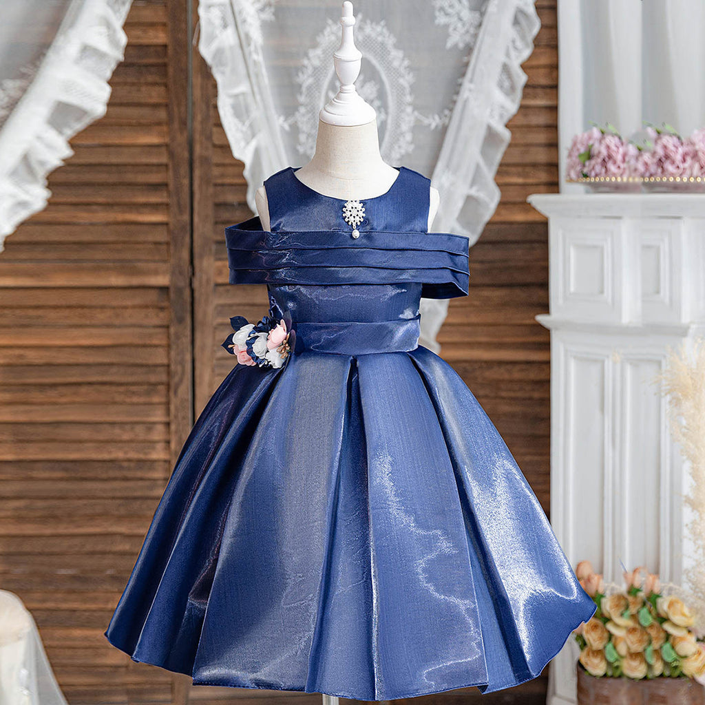 Girls Sleeveless Fit & Flare Party Dress Party Dresses Dark Blue 4-5 Y 
