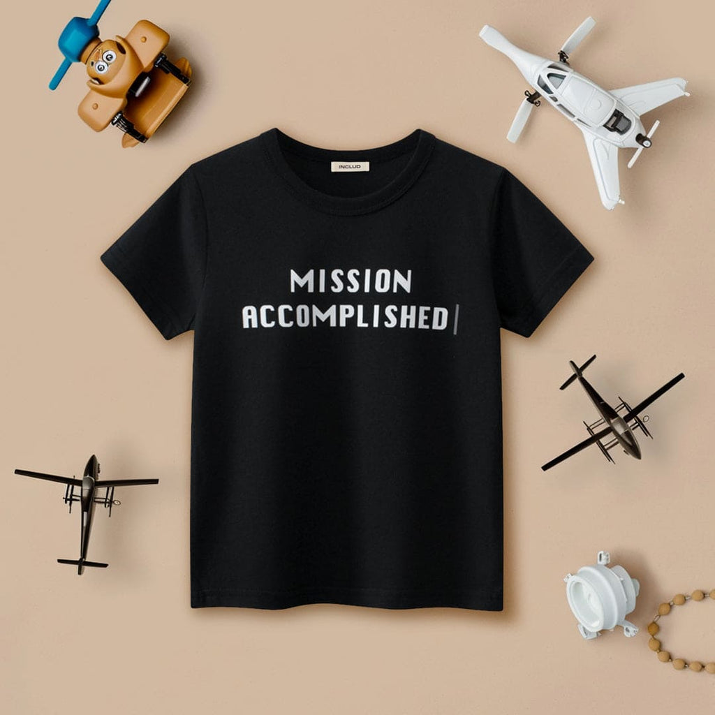 Boys Printed Short Sleeves T-Shirt Tshirts Black 1-2 Y 