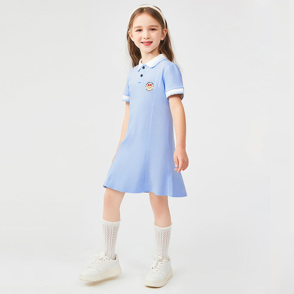 Girls Princess Line Polo T-shirt Dress Casual Dresses Blue 1-2 Y 