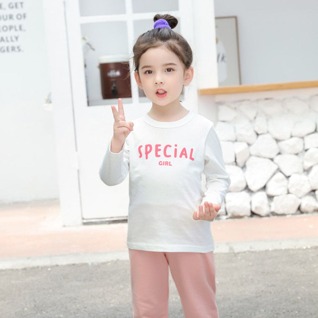 Girls Printed Long Sleeves T-shirt Tshirts White 1-2 Y 