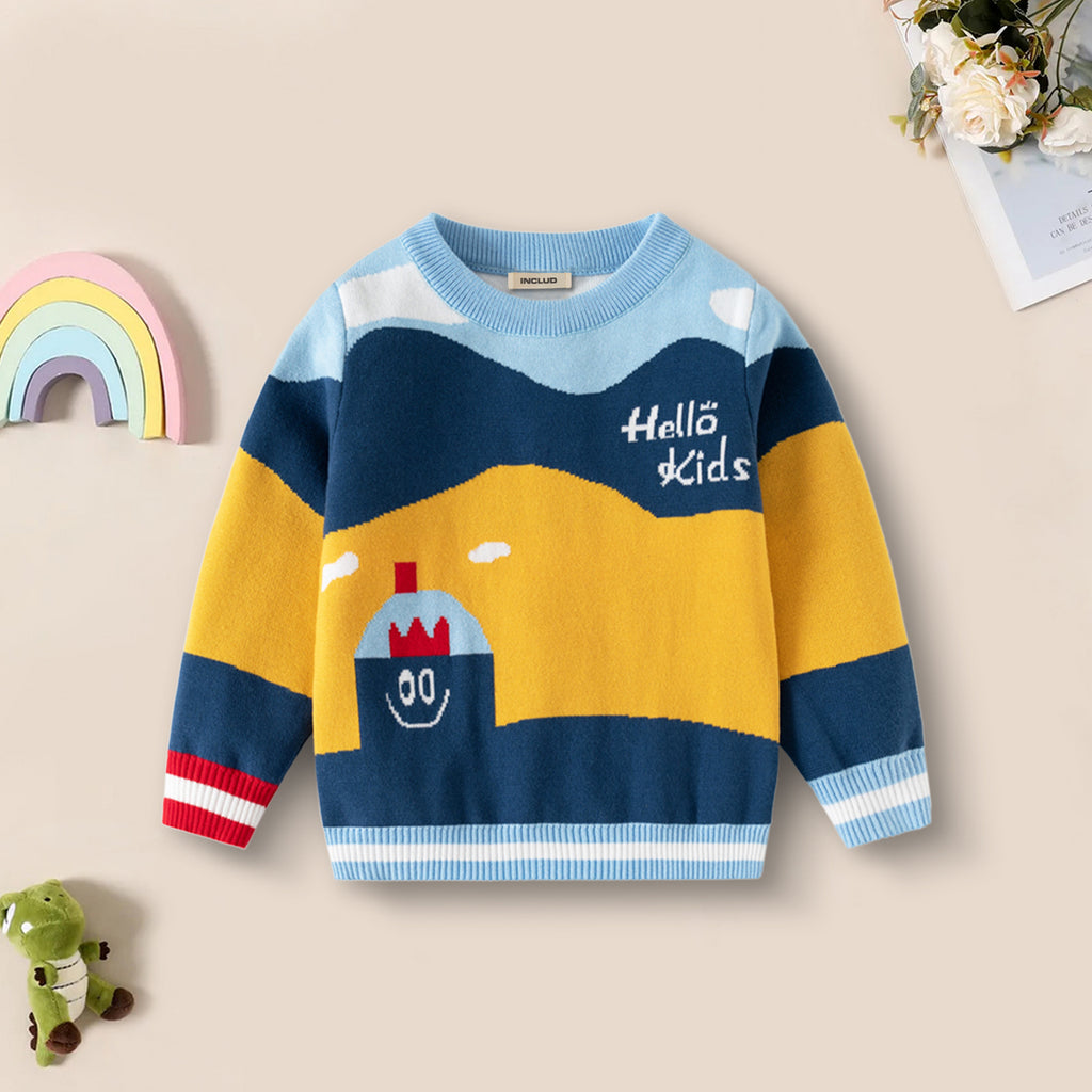 Boys Multicolor Self-Design Regular Sweater Sweaters & Cardigans Multicolor 2-3 Y