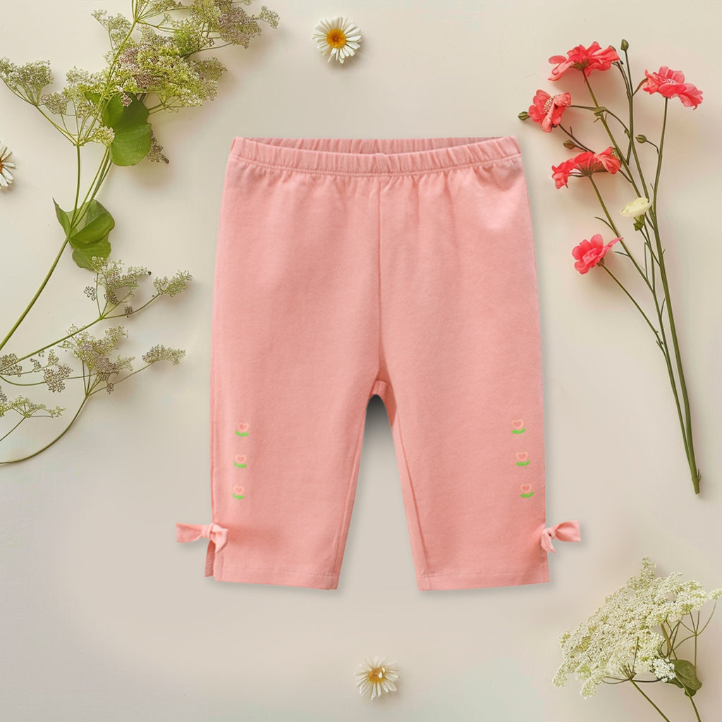 Girls Printed Knee Length Capri Capris Pink 1-2 Y 