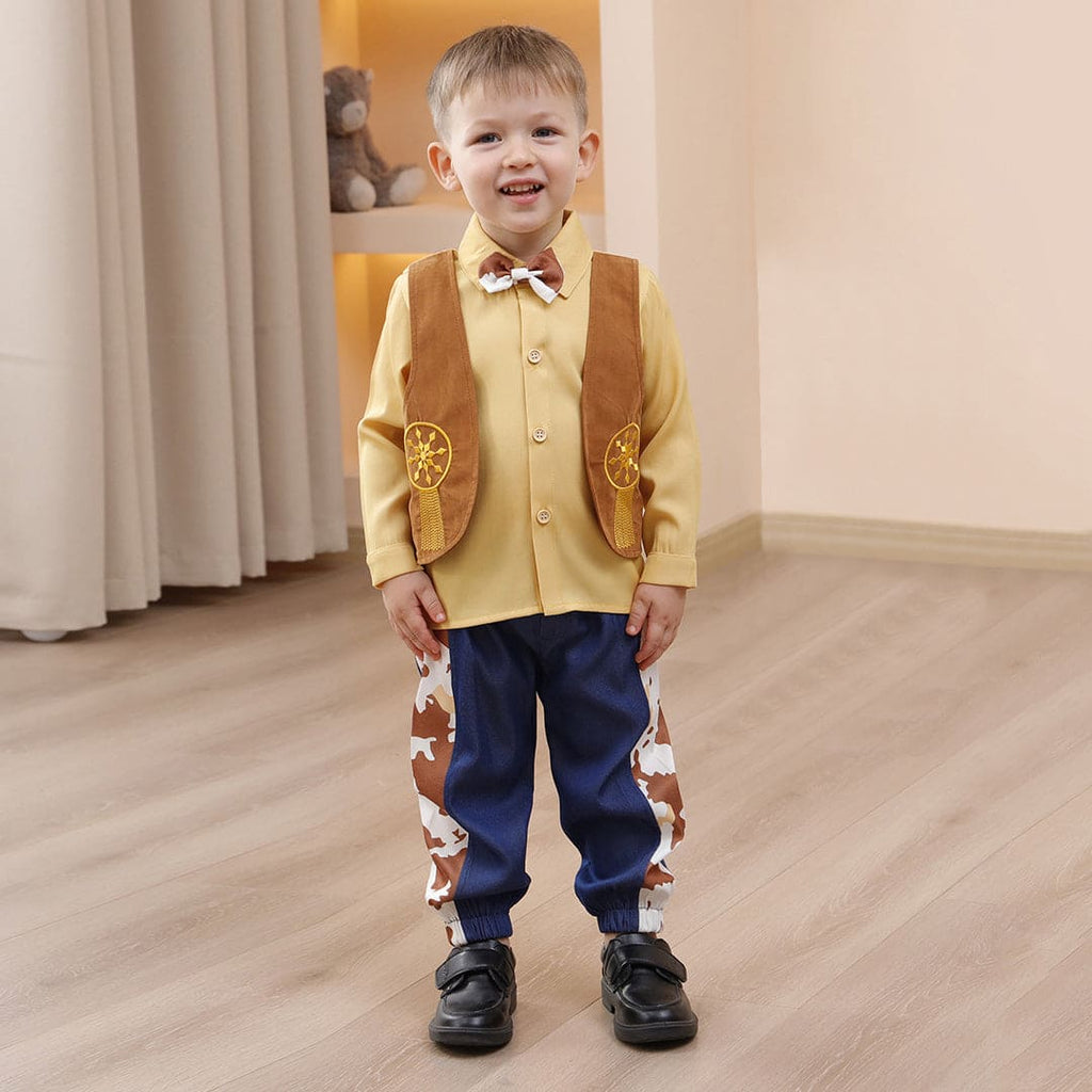 Boys Long Sleeve Shirt With Elasticated Trouser Set Sets Yellow 1-2 Y 