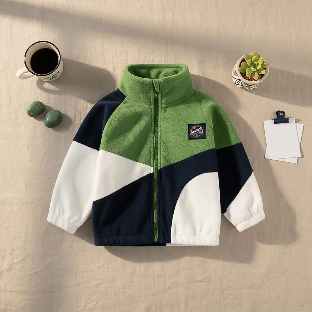 Boys Multicolor Colorblocked Fleece Zip-up Jacket Coats & Jackets Multicolor 1-2 Y