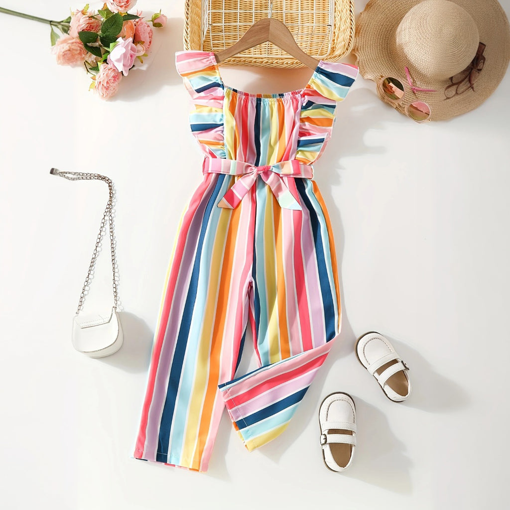 Girls Multicolor Striped Sleeveless Jumpsuit Jumpsuits Multicolor 3-4 Y