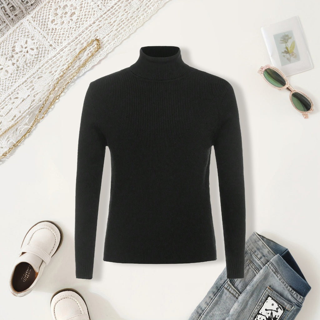 Boys Black High Neck Pullover Sweaters & Cardigans Black 7-8 Y