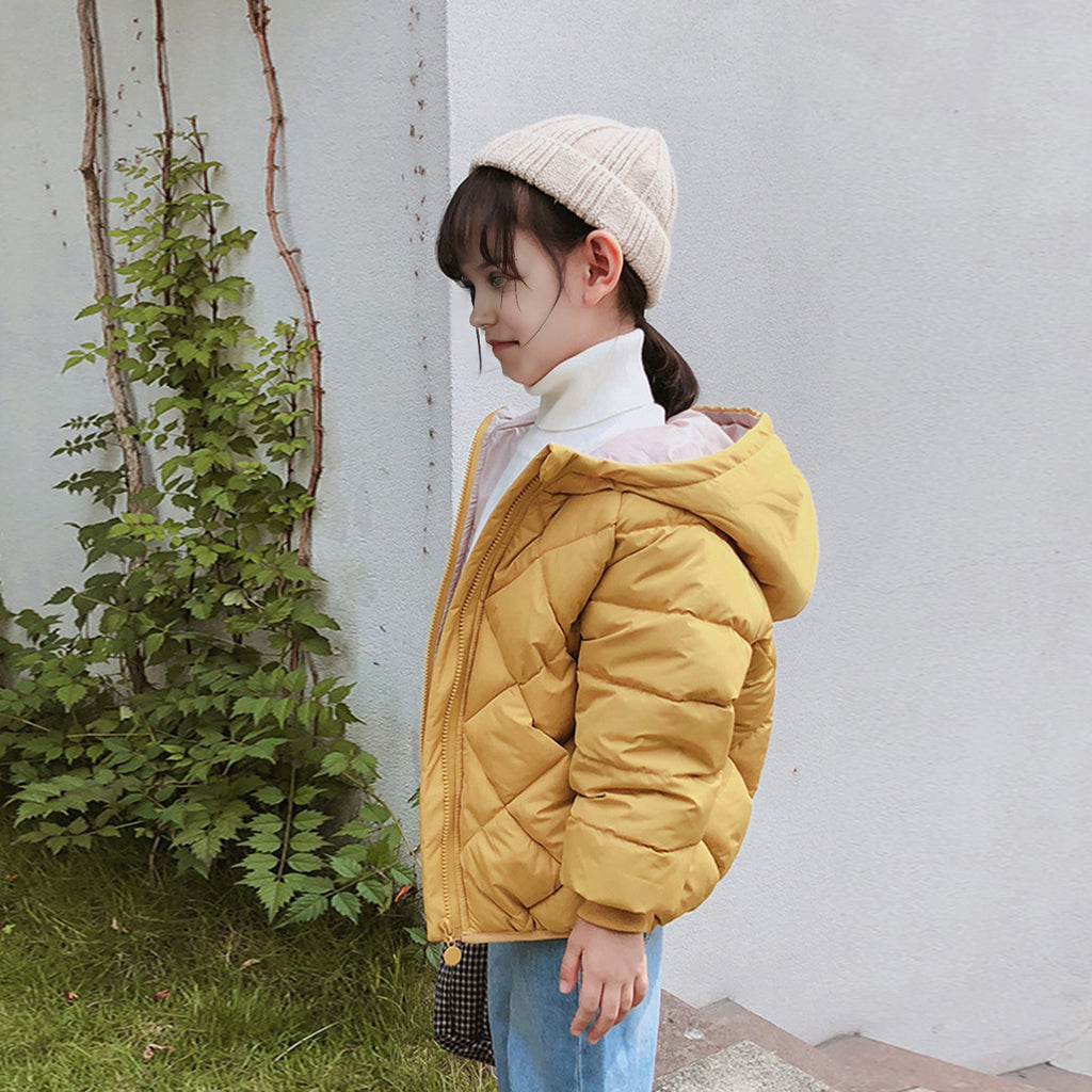 Boys Mustard Quilted Hooded Puffer Jacket Coats & Jackets