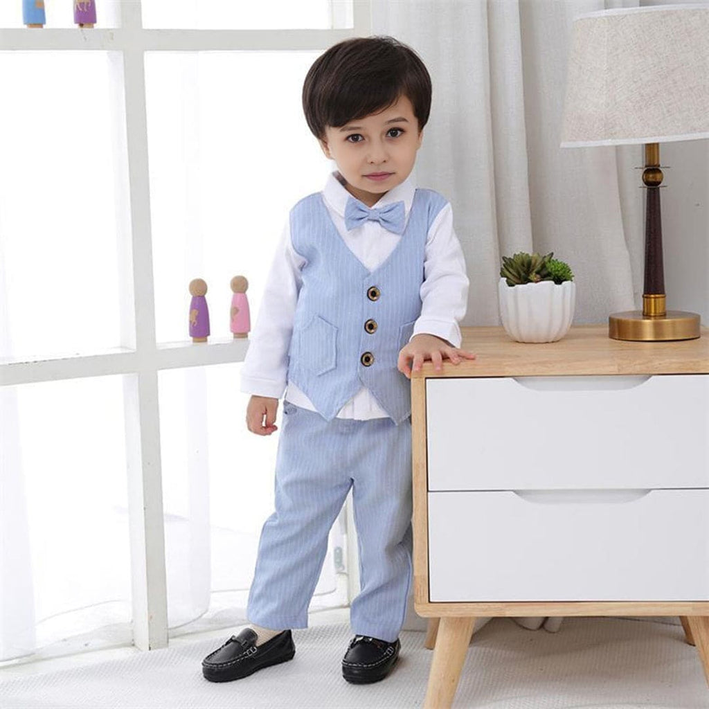 Boys Long Sleeve Jacket Mock Shirt With Trousers Set 2 pc. Sets Light Blue 1-2 Y 