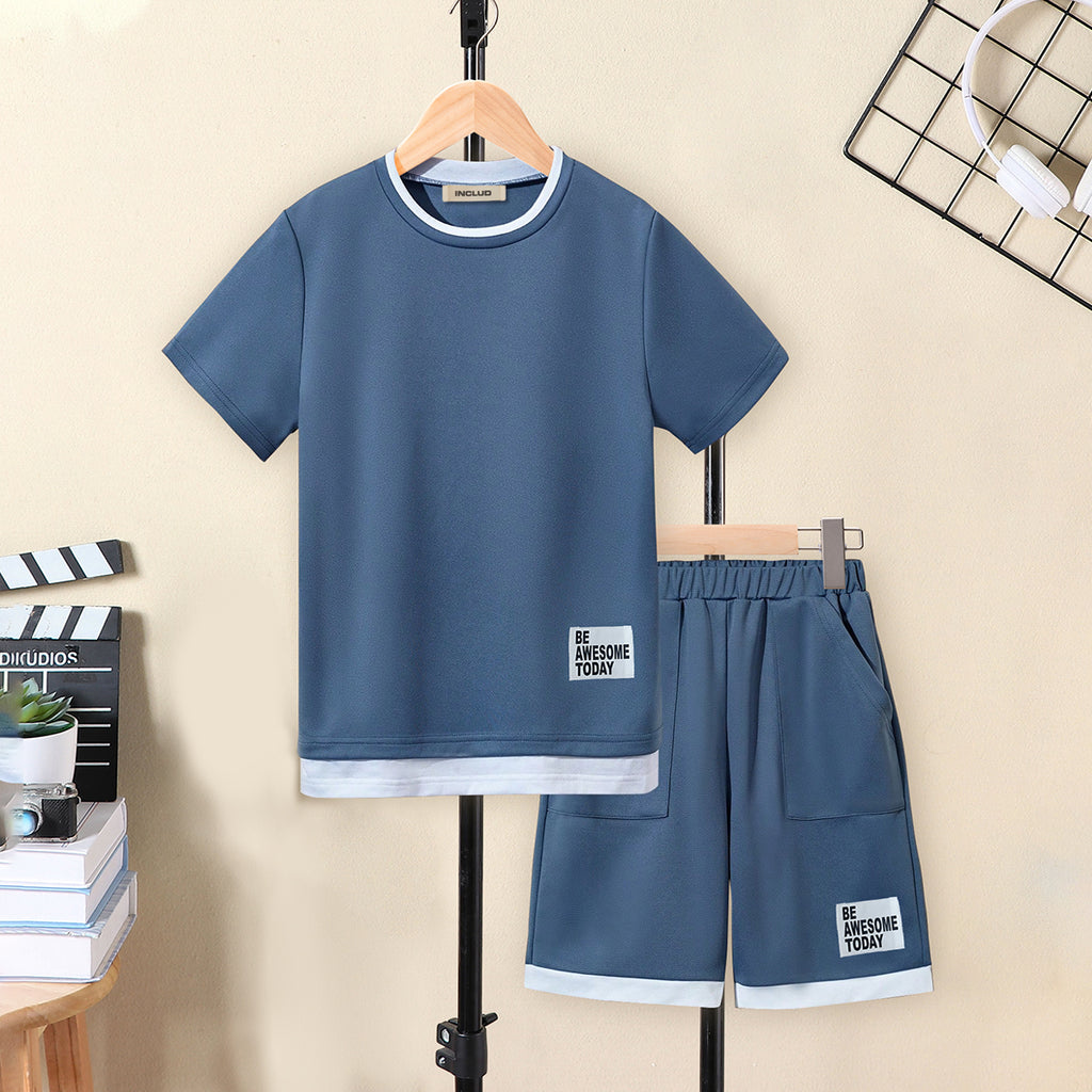 Boys Blue Short Sleeves T-Shirt With Shorts Set 2 pc. Sets