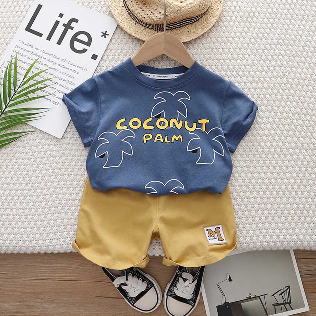 Boys Short Sleeve Print Graphic T-Shirt With Shorts Set 2 pc. Sets Blue 1-2 Y 