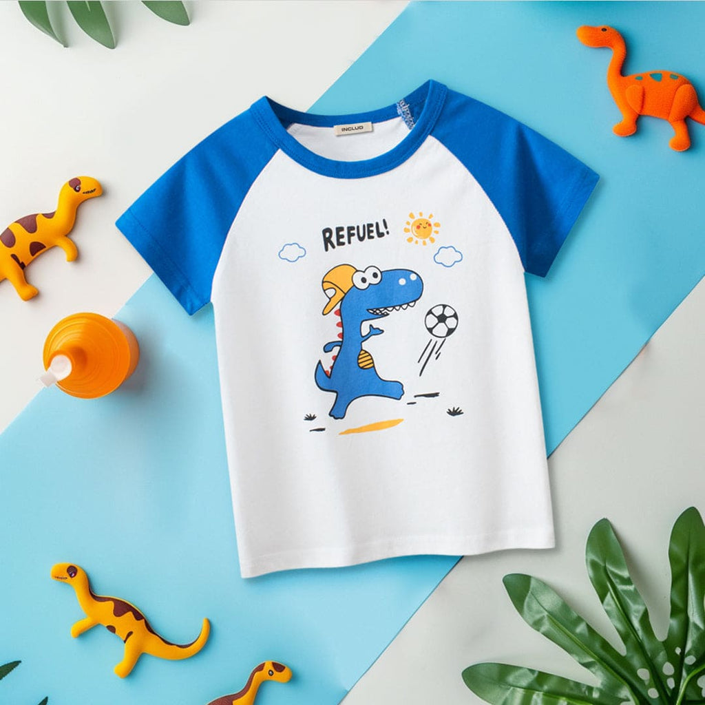 Boys Graphic Print Raglan Sleeves T-Shirt Tshirts Blue 1-2 Y 