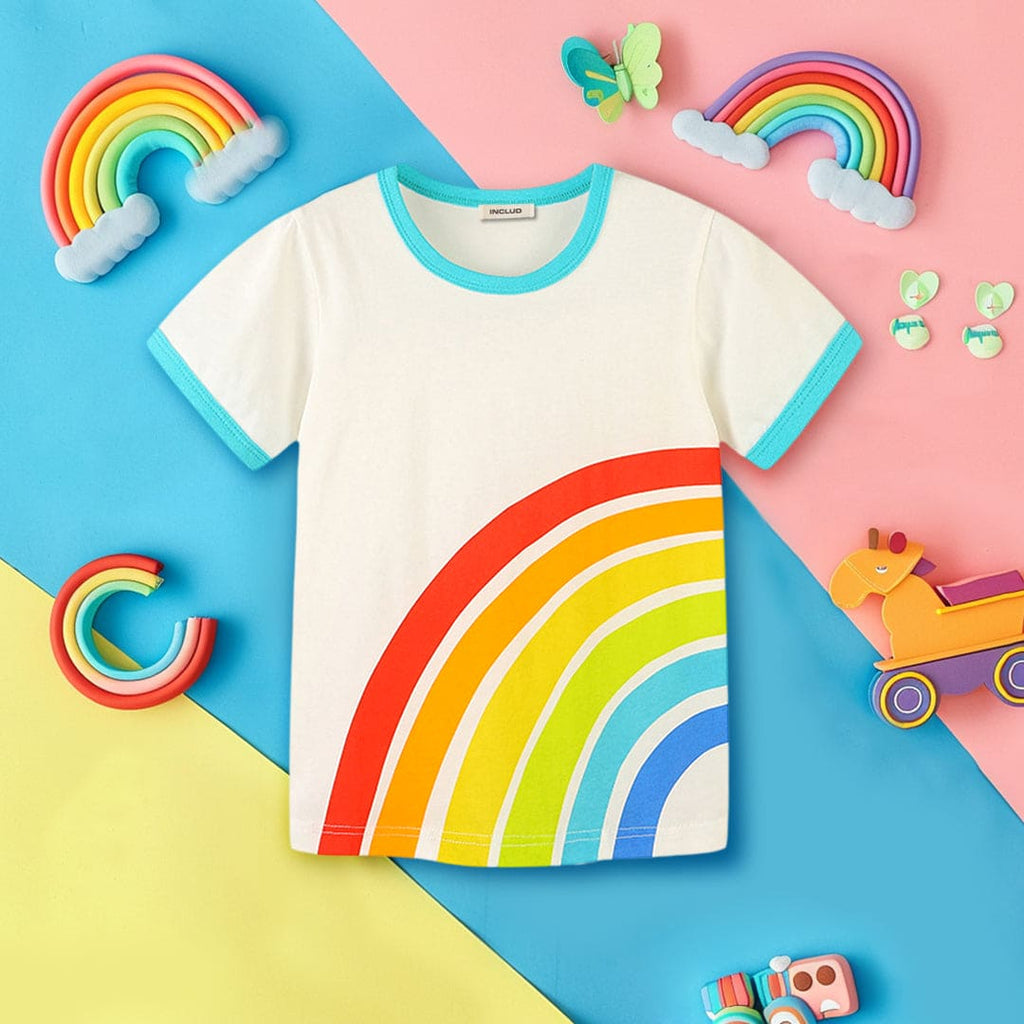 Boys Printed Short Sleeves T-Shirt Tshirts White 1-2 Y 