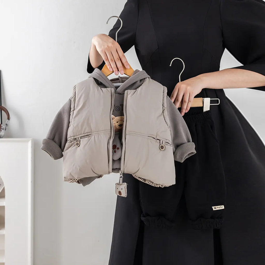 Boys Grey Jacket With Regular Sweatshirt And Trouser Sets 3 pc. Sets Grey 1-2 Y