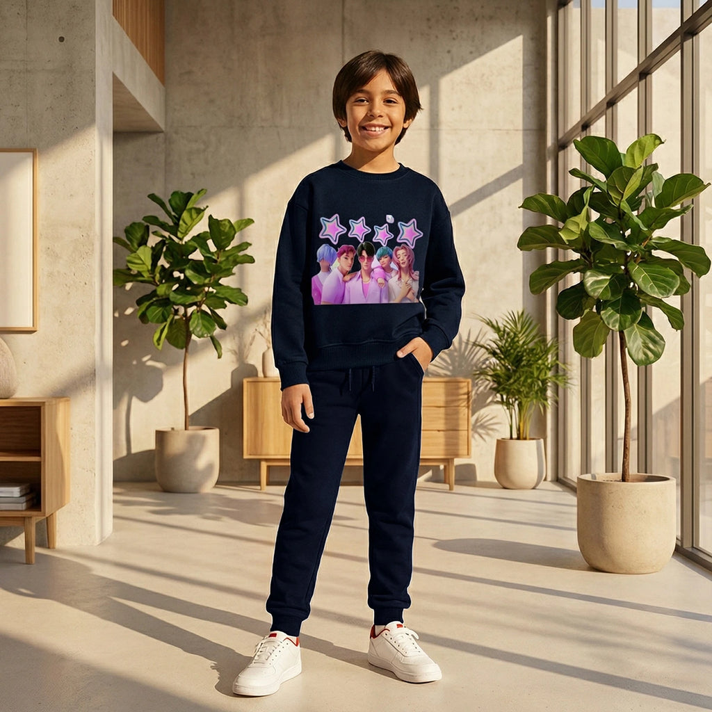 Boys' winter sweater and joggers set with graphics