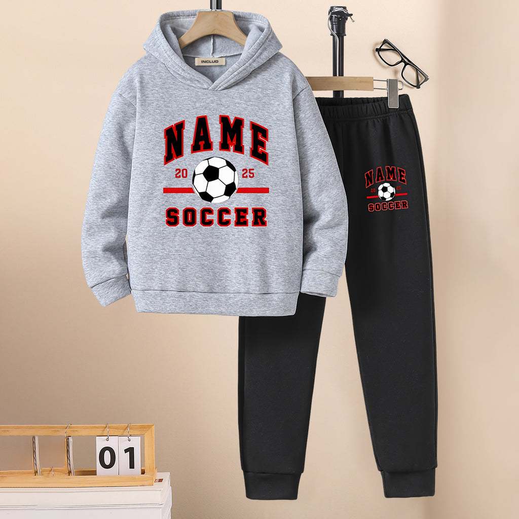 Boys Grey Soccer Printed Sweatshirt with Joggers Set Sets Grey 5-6 Y