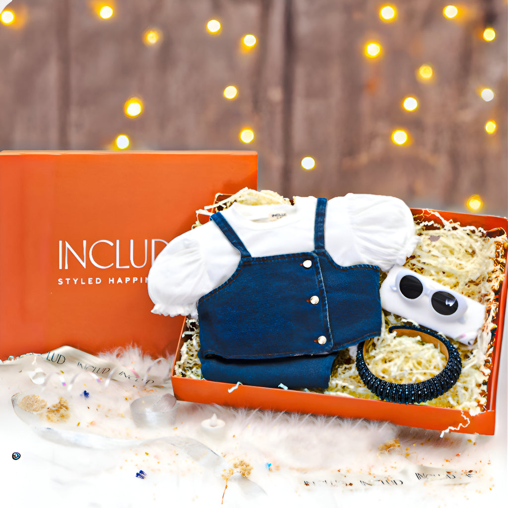 Girls Denim Set Casual Gift Hamper Sets Blue 1-2 Y