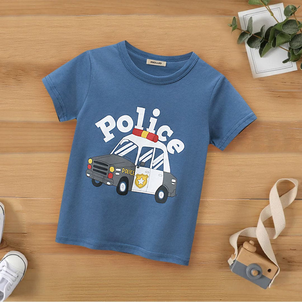 Short Sleeve T-shirt With Car print Tshirts Blue 1-2 Y 