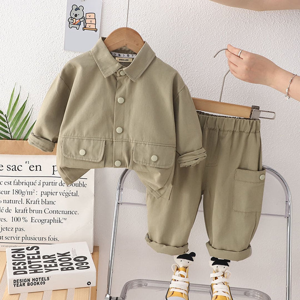 Boys Shirt with Trousers Set Sets Green 1-2 Y