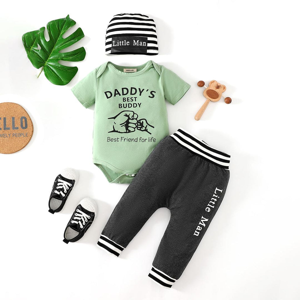 Boys Green Printed Bodysuit with Trouser Set Sets Green 0-3 M