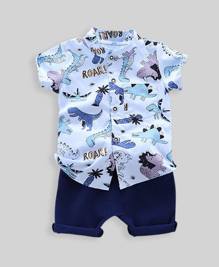 Boys Light Blue 2 Piece Set with Dinosaur Theme Sets Style 3 1-2 Y 
