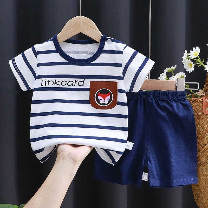 Boys Knitted Blue Printed 2 Piece Sets Sets Style 10 1-2 Y