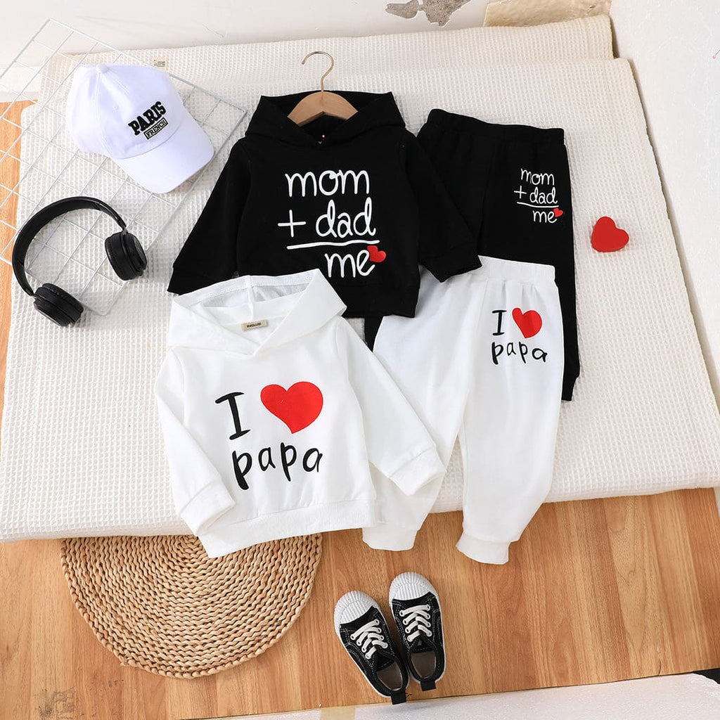 Boys White Printed Sweatshirt with Trackpants Set Sets White 3-6 M
