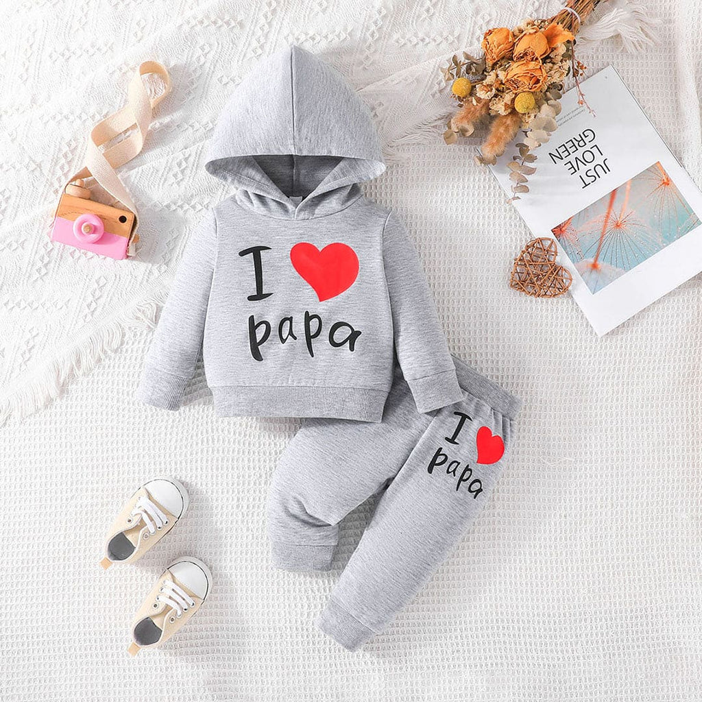 Boys Grey Printed Sweatshirt with Pants Set Sets Gray 3-6 M 