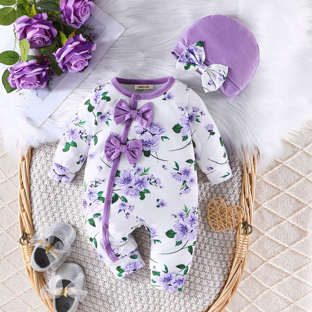 Girls Purple Full Sleeves Jumpsuit Jumpsuits Purple 0-3 M 