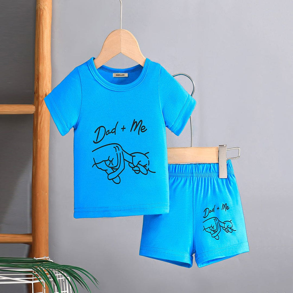 Boys Blue Printed T-shirt with Shorts Casual Set Sets Blue 3-6 M 