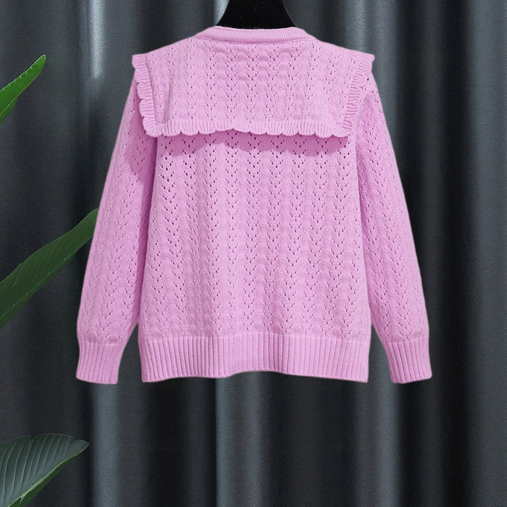 Girls Purple Full Sleeves Cardigan Sweaters & Cardigans Purple 6-7 Y