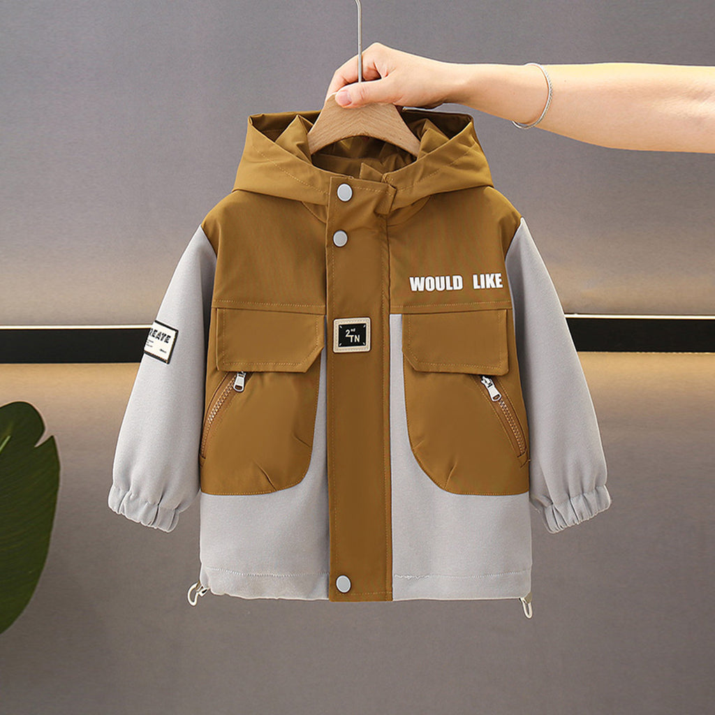 Boys Yellow Color-blocked Hooded Puffer Jacket Coats & Jackets Yellow 3-4 Y